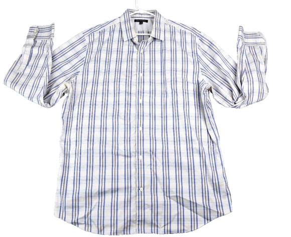 Banana Republic Other - Banana Republic Shirt Men 2XL Slim Beige Blue Non-Iron Plaid Button Up